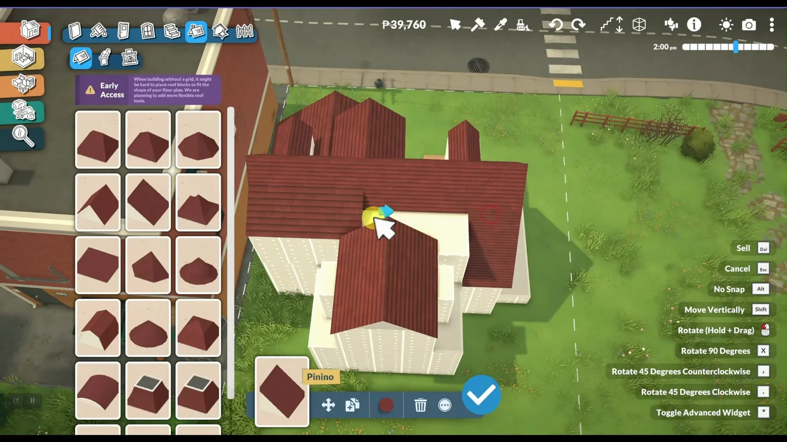 A completed Paralives roof seen from above with every plane meeting the attic walls cleanly, no clipping and no awkward corners left on the shell.