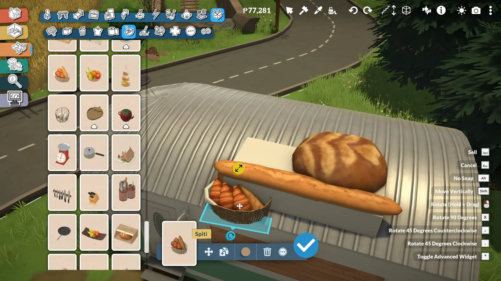 Paralives food catalogue placing a croissant basket beside a giant boule and a baguette on the white Rolling Dough roof sign Paralives food catalogue placing a croissant basket beside a giant boule and a baguette on the white Rolling Dough roof sign