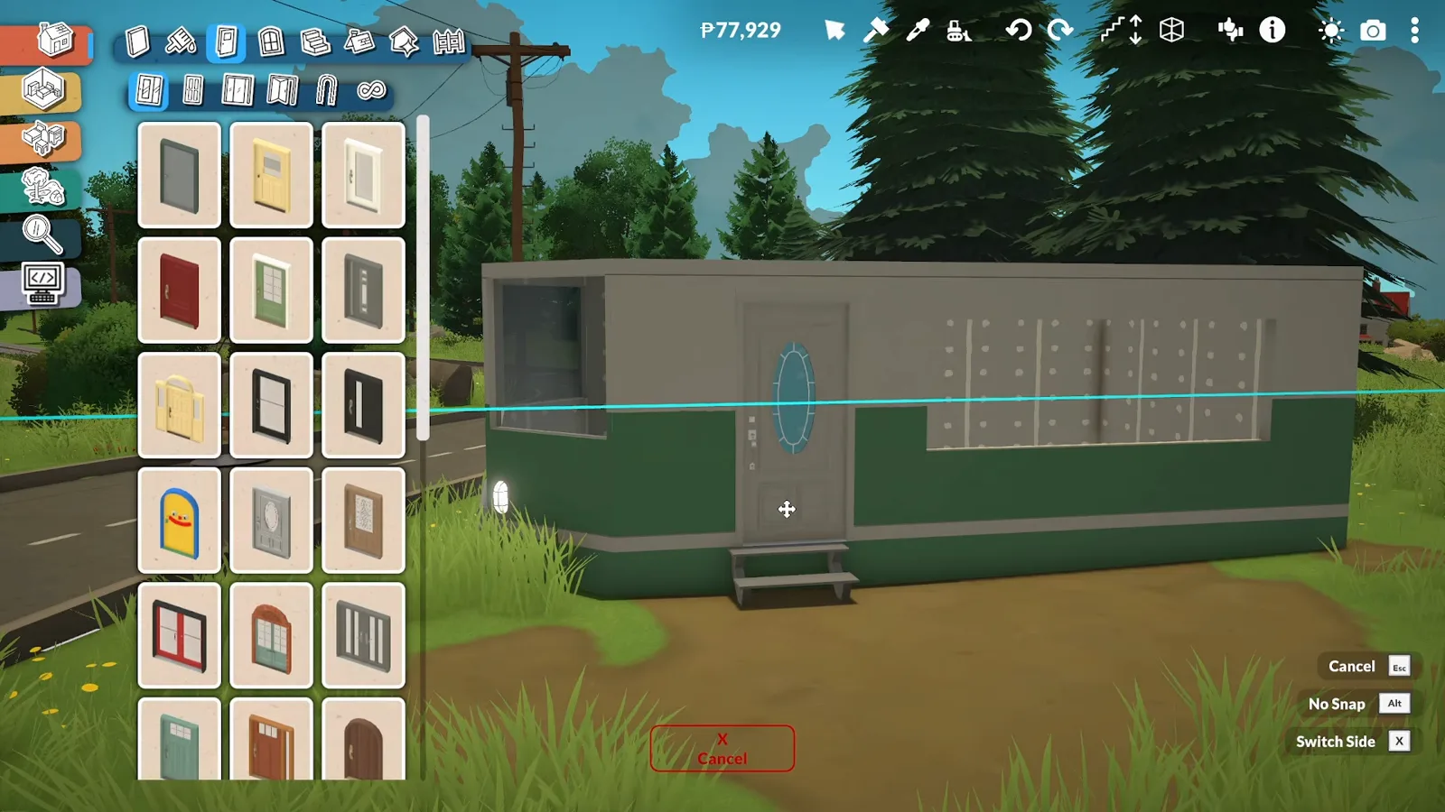 Paralives window catalogue open while a teal window slots into the white-and-green wall of the trailer shell Paralives window catalogue open while a teal window slots into the white-and-green wall of the trailer shell