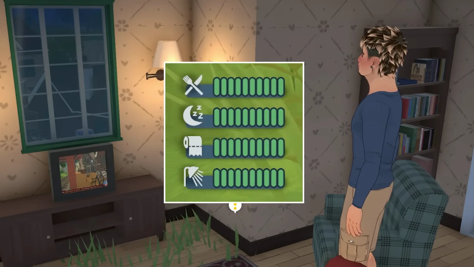 Paralives needs tooltip listing the hunger, sleep, bathroom and hygiene bars a beginner has to keep filled.