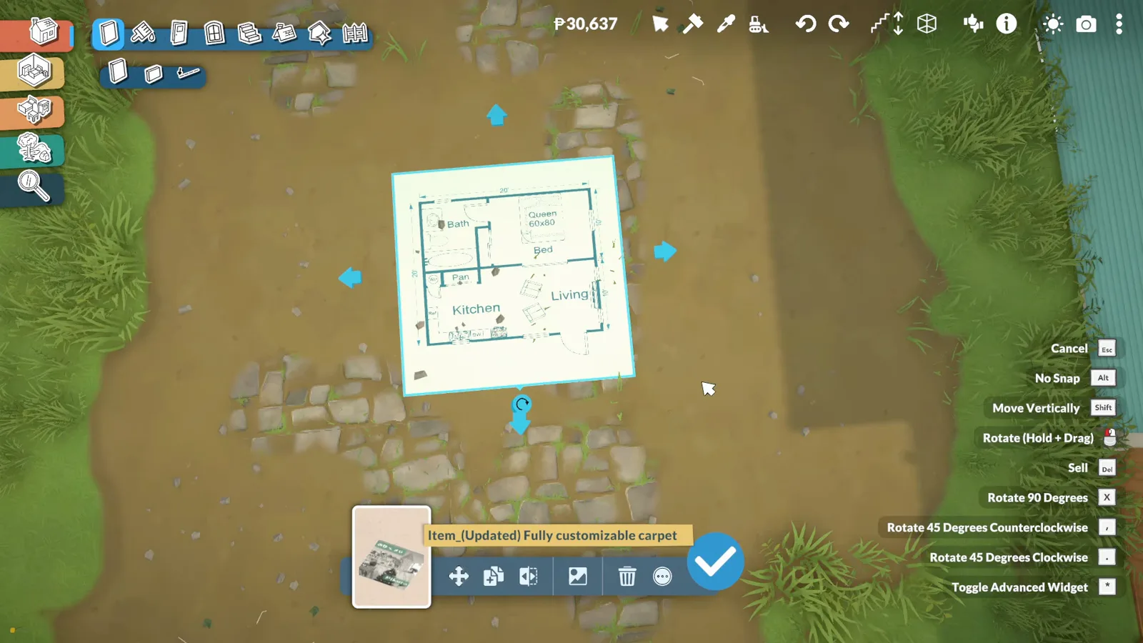 Echter Grundriss auf einem Paralives-Grundstück mit dem anpassbaren Teppich-Workshop-Mod