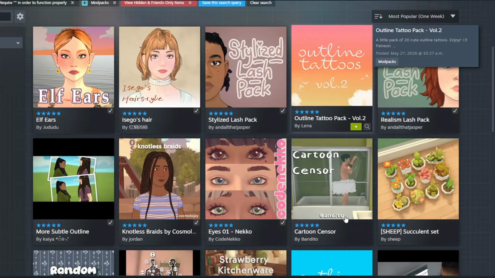 Browsing the Paralives Steam Workshop from inside the game to find build mode mods