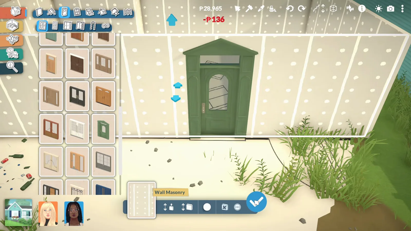 Placing Paralives windows over the marked window positions on the traced floor plan