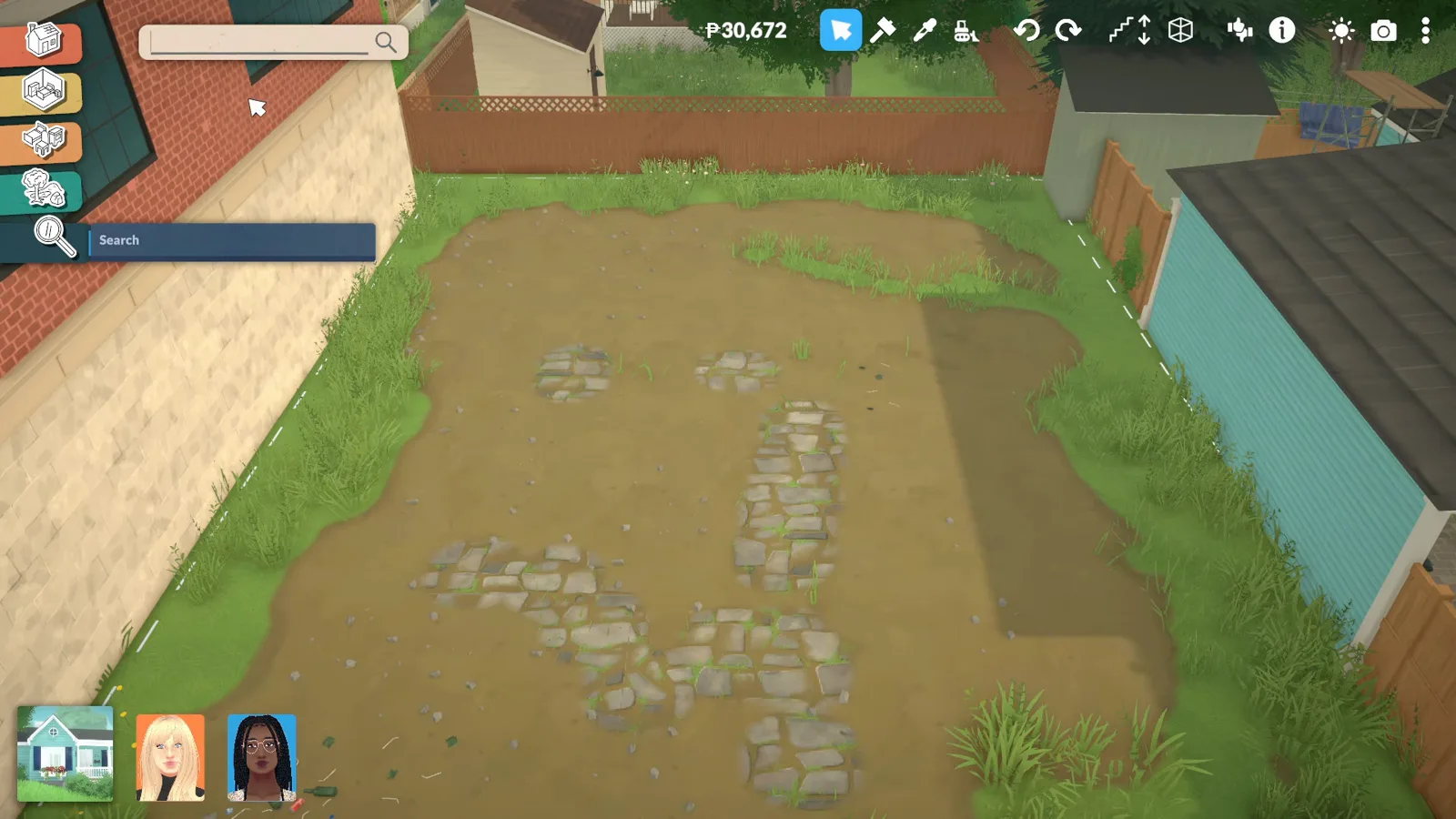 Searching for the modded rug in the Paralives build catalogue, marked with a Steam Workshop cloud badge