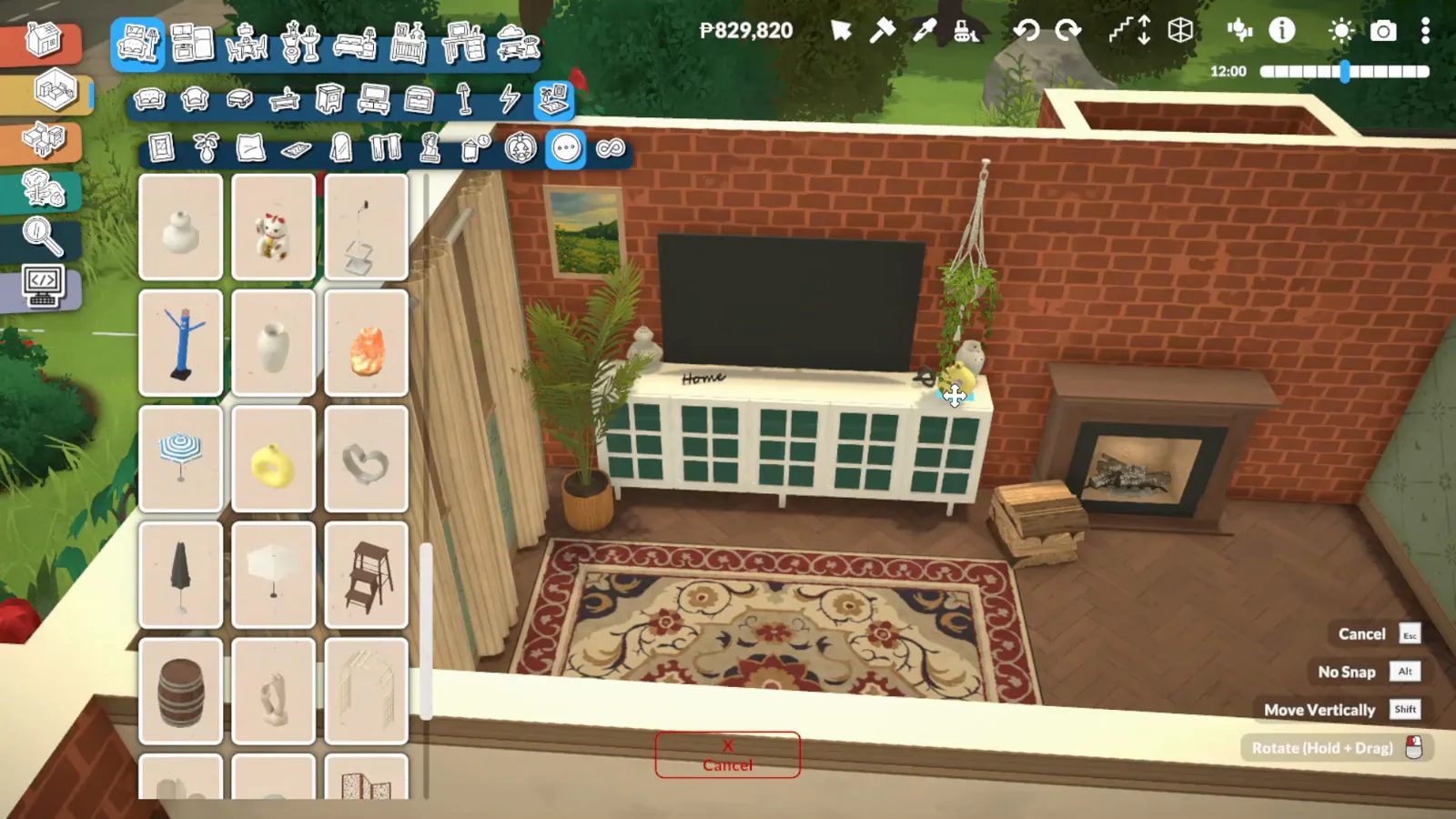 Brick chimney breast extending into a Paralives living room with the newest wall section still outlined in white Brick chimney breast extending into a Paralives living room with the newest wall section still outlined in white