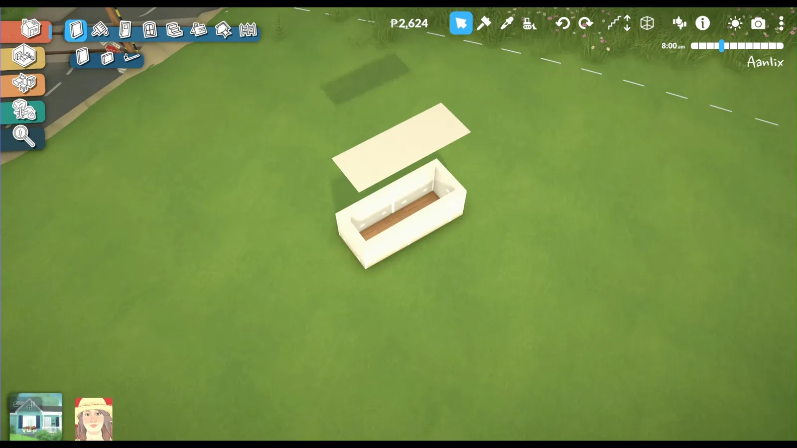 Closed rectangular half-wall box with a hardwood floor drawn on a Paralives lot before the ceiling slab is deleted for an open platform Closed rectangular half-wall box with a hardwood floor drawn on a Paralives lot before the ceiling slab is deleted for an open platform