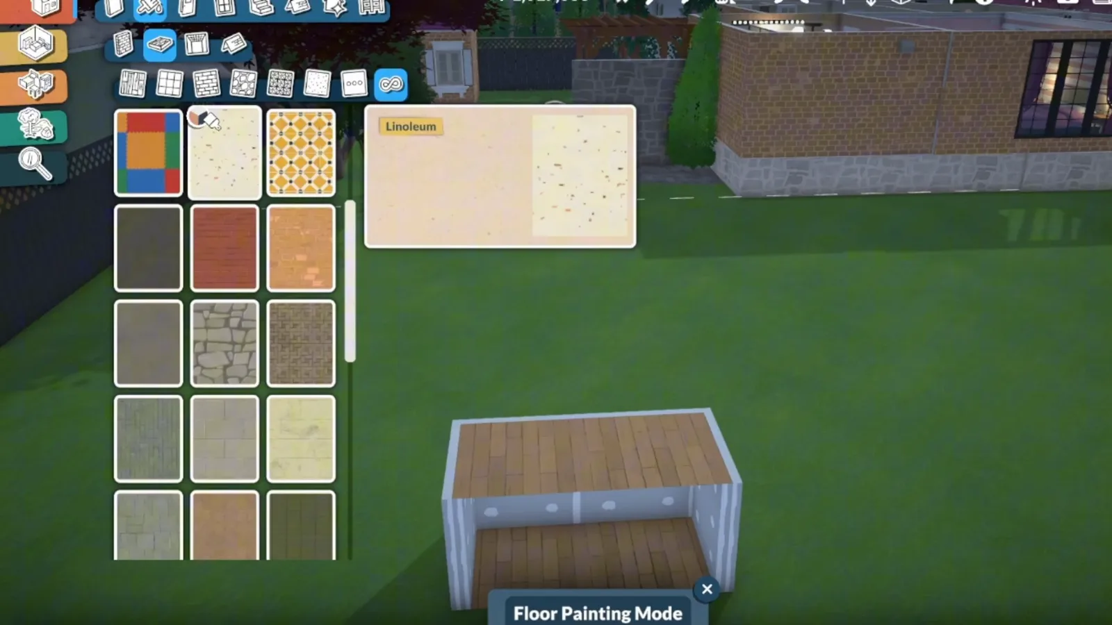 Picking a wood-look linoleum floor in Paralives Floor Painting Mode to finish the island's countertop surface Picking a wood-look linoleum floor in Paralives Floor Painting Mode to finish the island's countertop surface