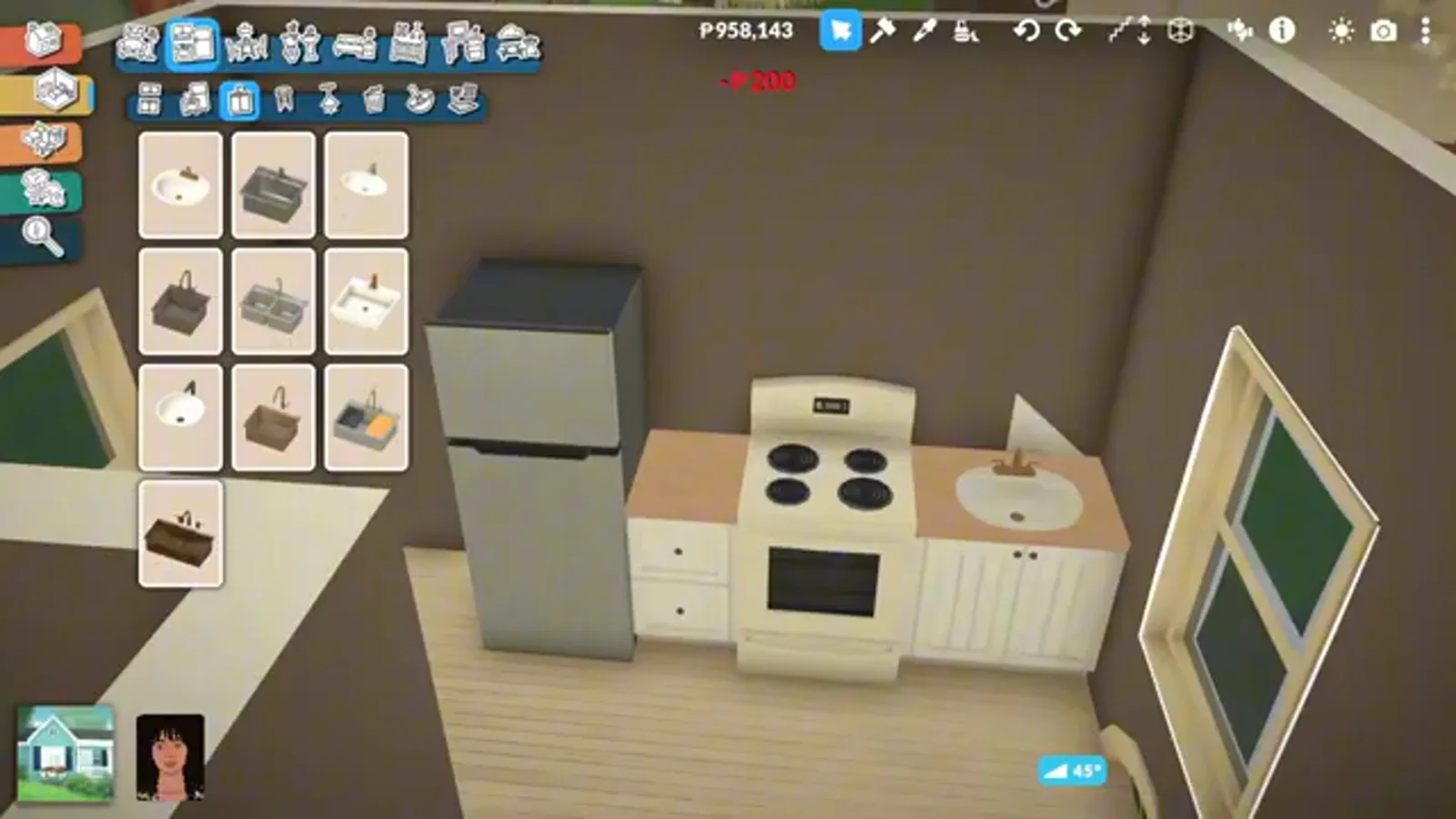 Opening the variations menu with three dots on a kitchen cabinet in Paralives Opening the variations menu with three dots on a kitchen cabinet in Paralives