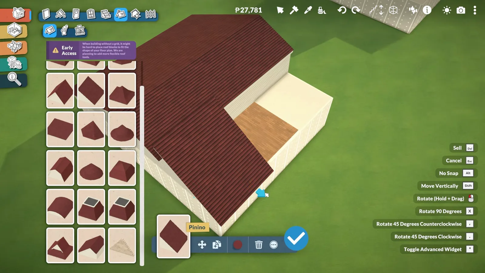 Placing a flat-sided gable roof segment against the skylight opening in Paralives build mode Placing a flat-sided gable roof segment against the skylight opening in Paralives build mode