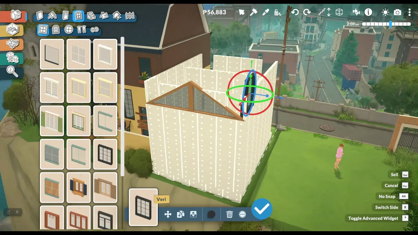 Rotating a window with Paralives' advanced widget rings so its angle matches the pitched roof above the loft Rotating a window with Paralives' advanced widget rings so its angle matches the pitched roof above the loft