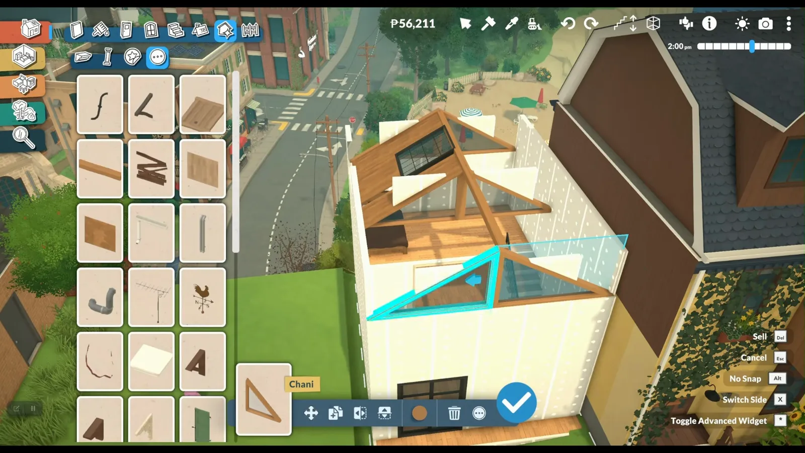 Placing a triangular Paralives window into a raised roof-level floor so the skylight glass can copy its slope Placing a triangular Paralives window into a raised roof-level floor so the skylight glass can copy its slope