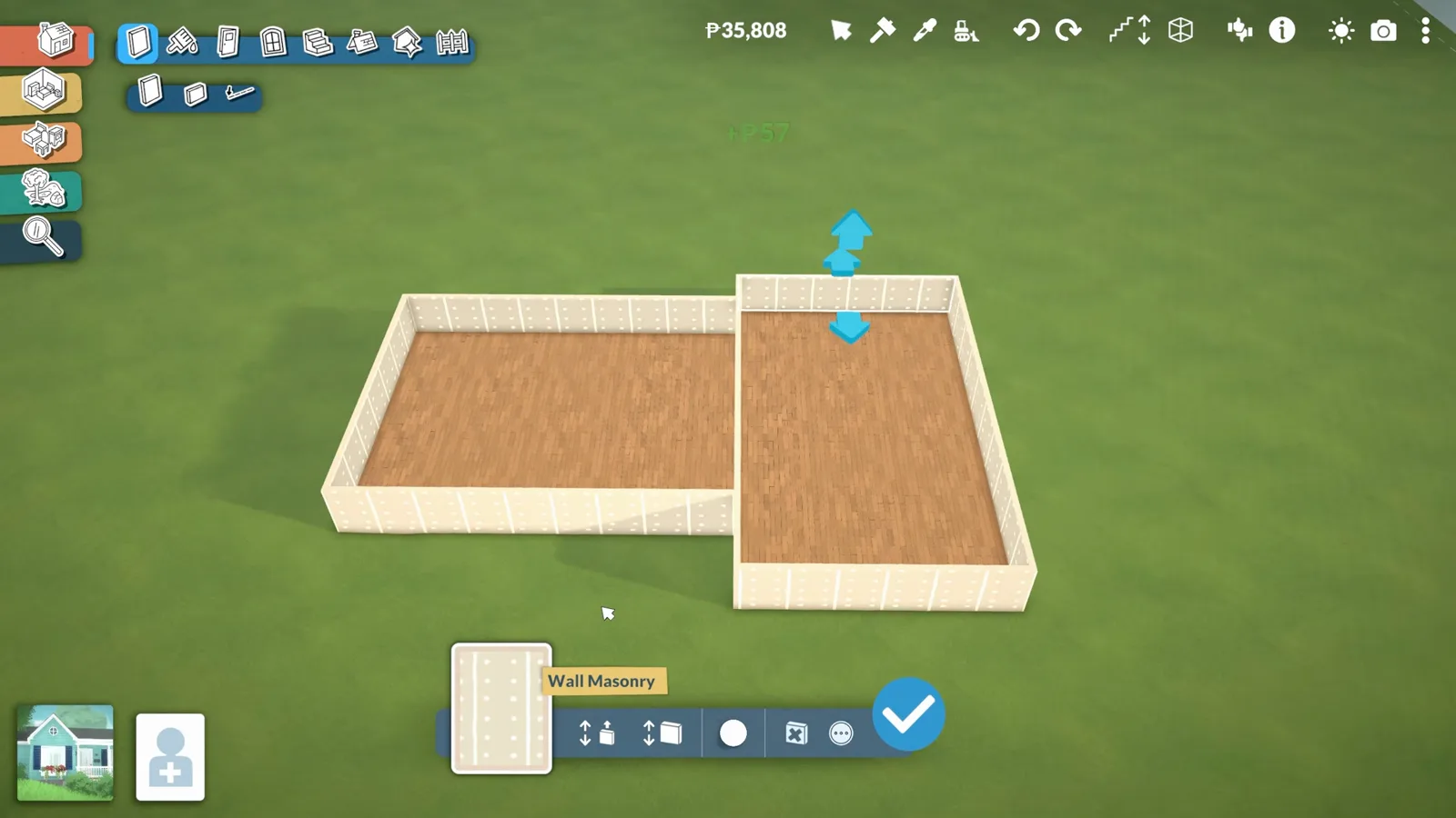 Paralives split-level interior after deleting the floor and ceiling between two half-stories, leaving an open vertical gap