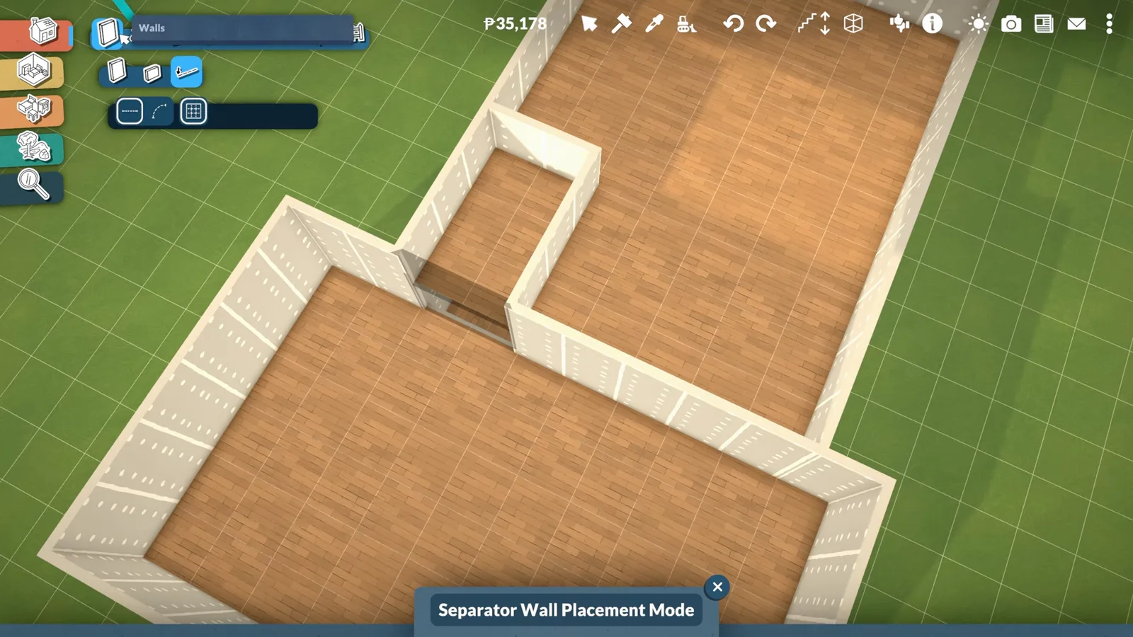 Separator tool in Paralives splitting an upper floor in half to create a stair landing between split-level stories