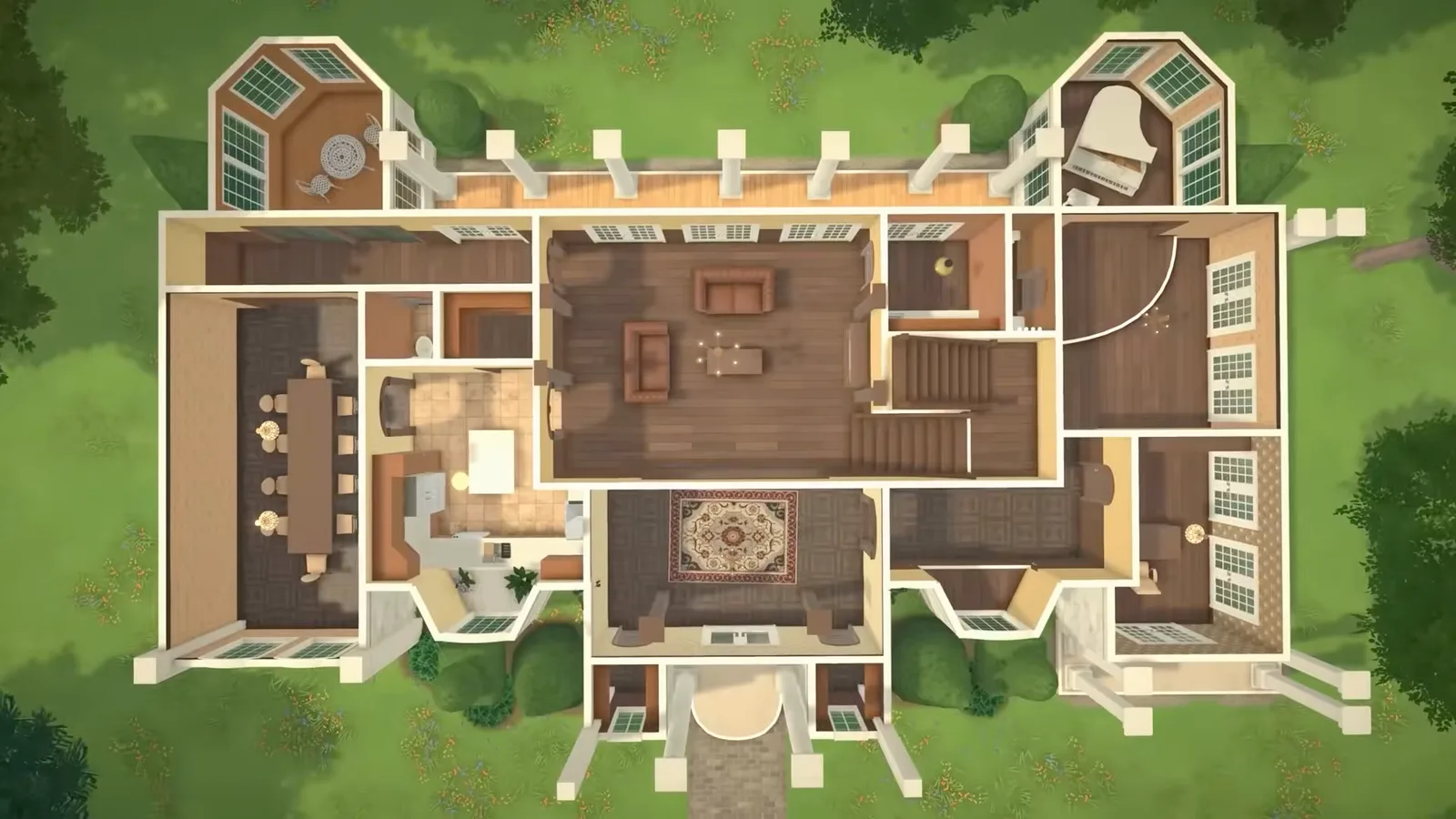 Fertiges Paralives-Haus von oben im Build Mode nach dem vollständigen Schritt-für-Schritt-Tutorial