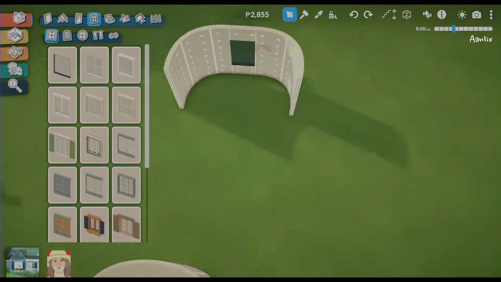Rectangular opening cut through a Paralives curved wall arc with the window catalogue open to snap a pane onto the flat insert Rectangular opening cut through a Paralives curved wall arc with the window catalogue open to snap a pane onto the flat insert