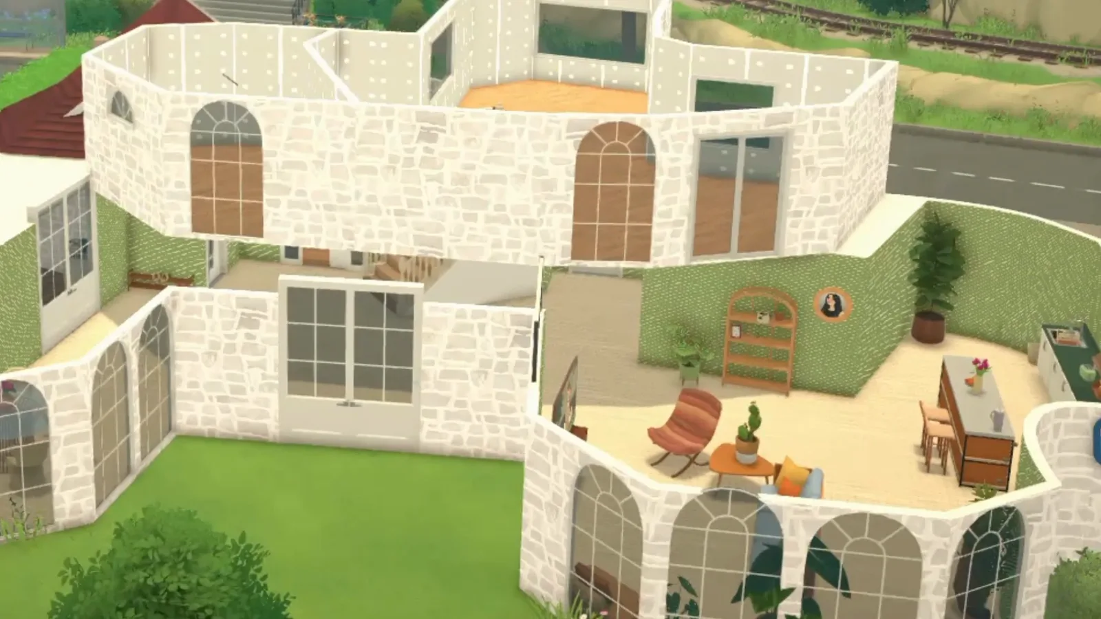 A Paralives second floor seen from above with no ceiling or floor generated because the terrace side was enclosed with fences instead of walls A Paralives second floor seen from above with no ceiling or floor generated because the terrace side was enclosed with fences instead of walls
