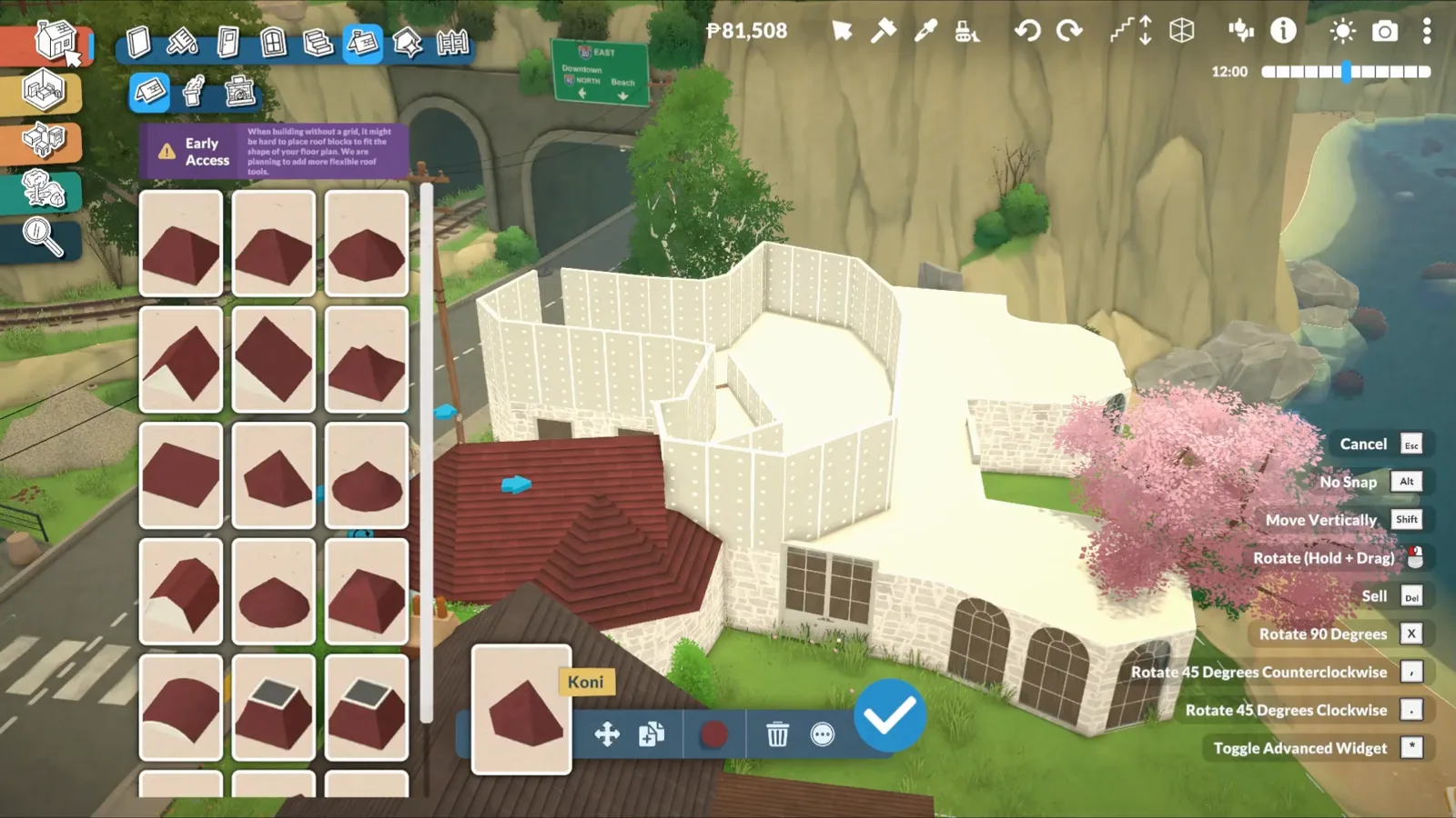 The Paralives separator tool being drawn around a second-floor room in separator wall placement mode, banner visible at the bottom of the screen The Paralives separator tool being drawn around a second-floor room in separator wall placement mode, banner visible at the bottom of the screen