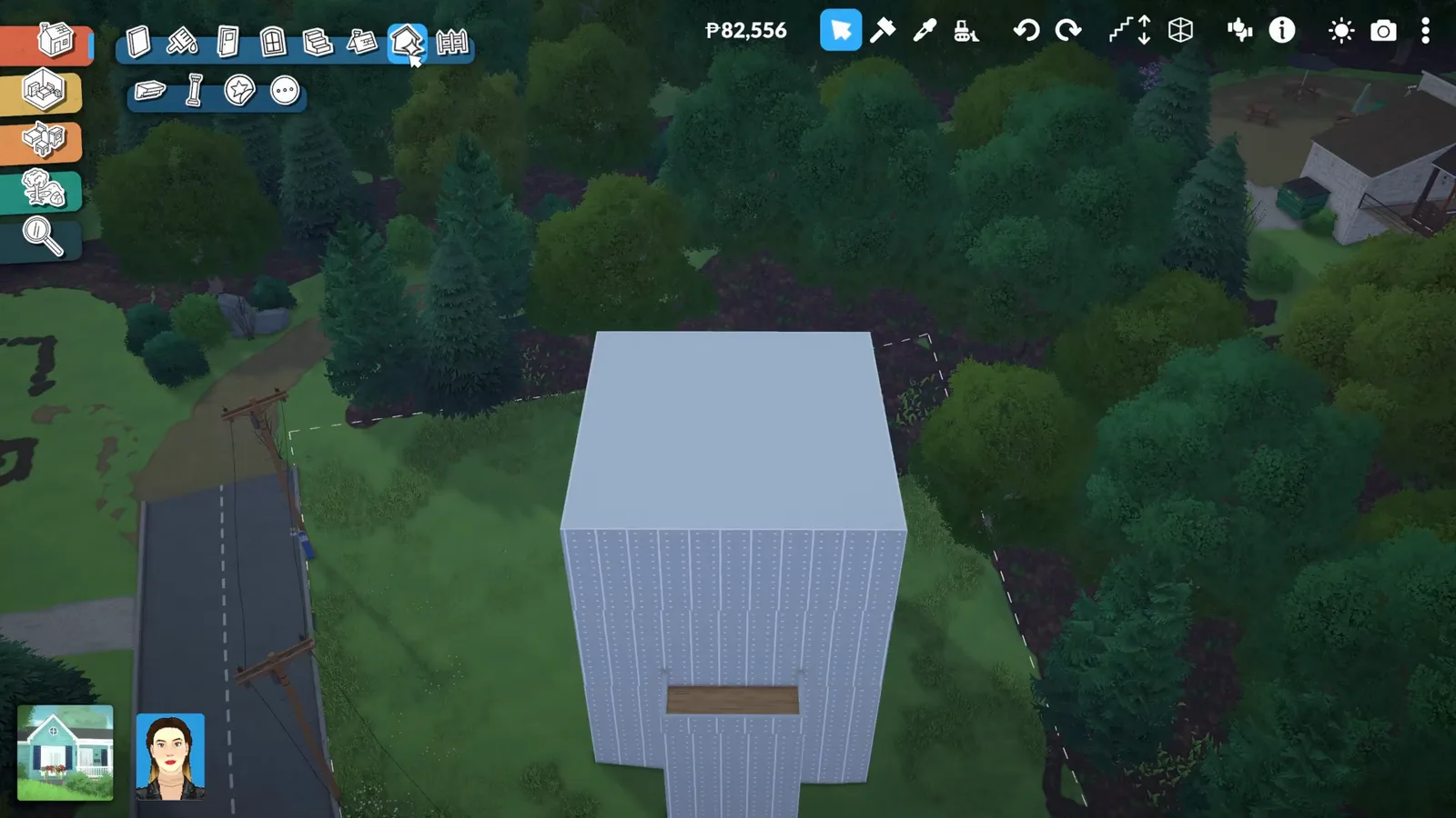 A plain white Paralives bell-tower shell stacked several storeys tall beside a country road A plain white Paralives bell-tower shell stacked several storeys tall beside a country road