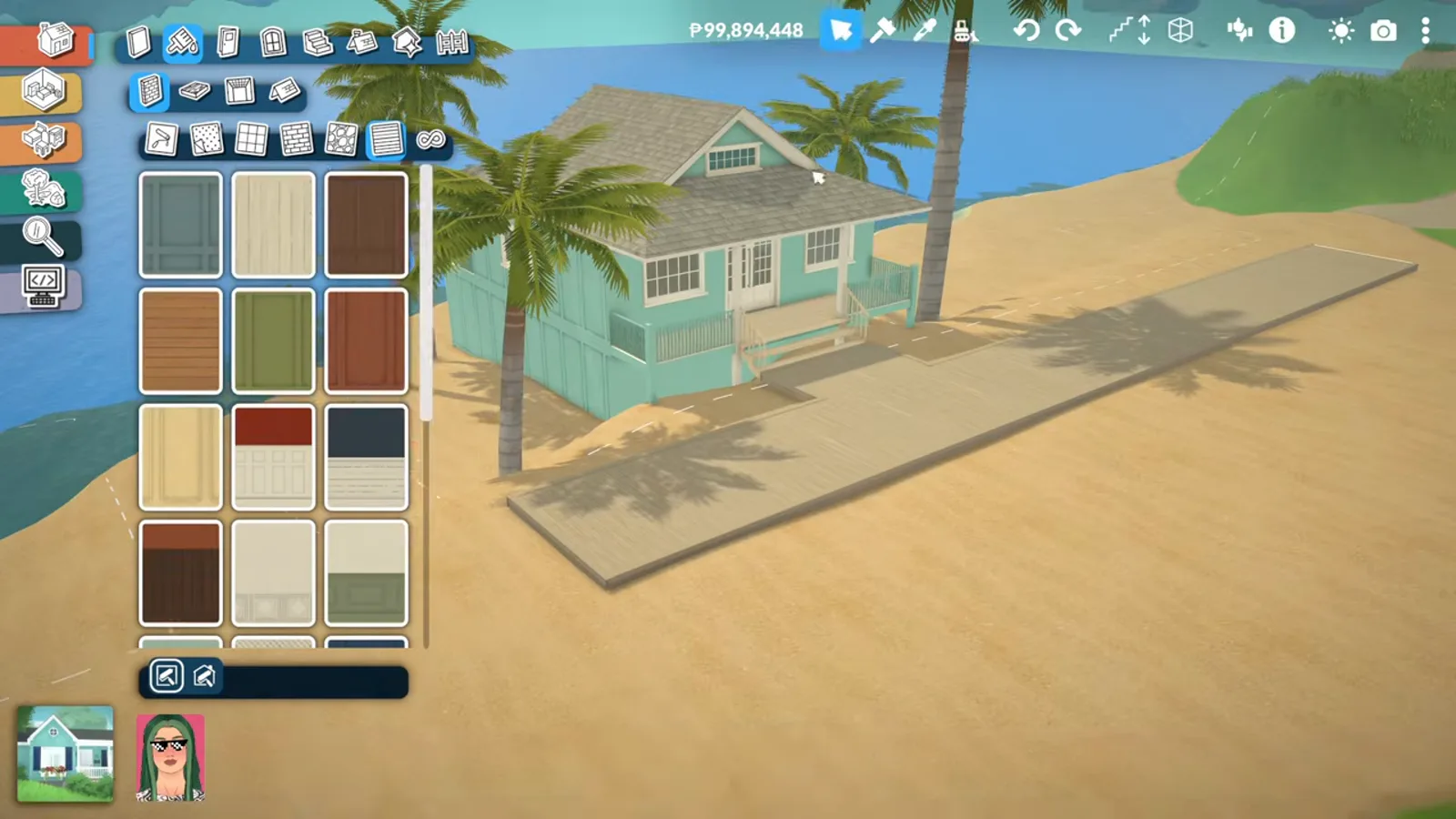 Placed turquoise beach house with wall catalogue open for post-placement fixes in Paralives Placed turquoise beach house with wall catalogue open for post-placement fixes in Paralives