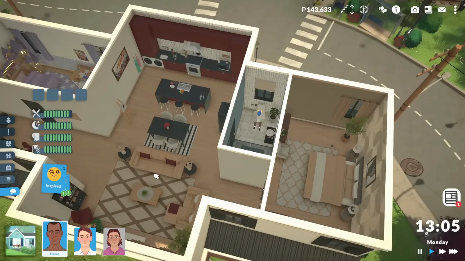 Paralives cutaway of the store's upstairs apartment showing the bathroom kitchen and bedroom layout Paralives cutaway of the store's upstairs apartment showing the bathroom kitchen and bedroom layout