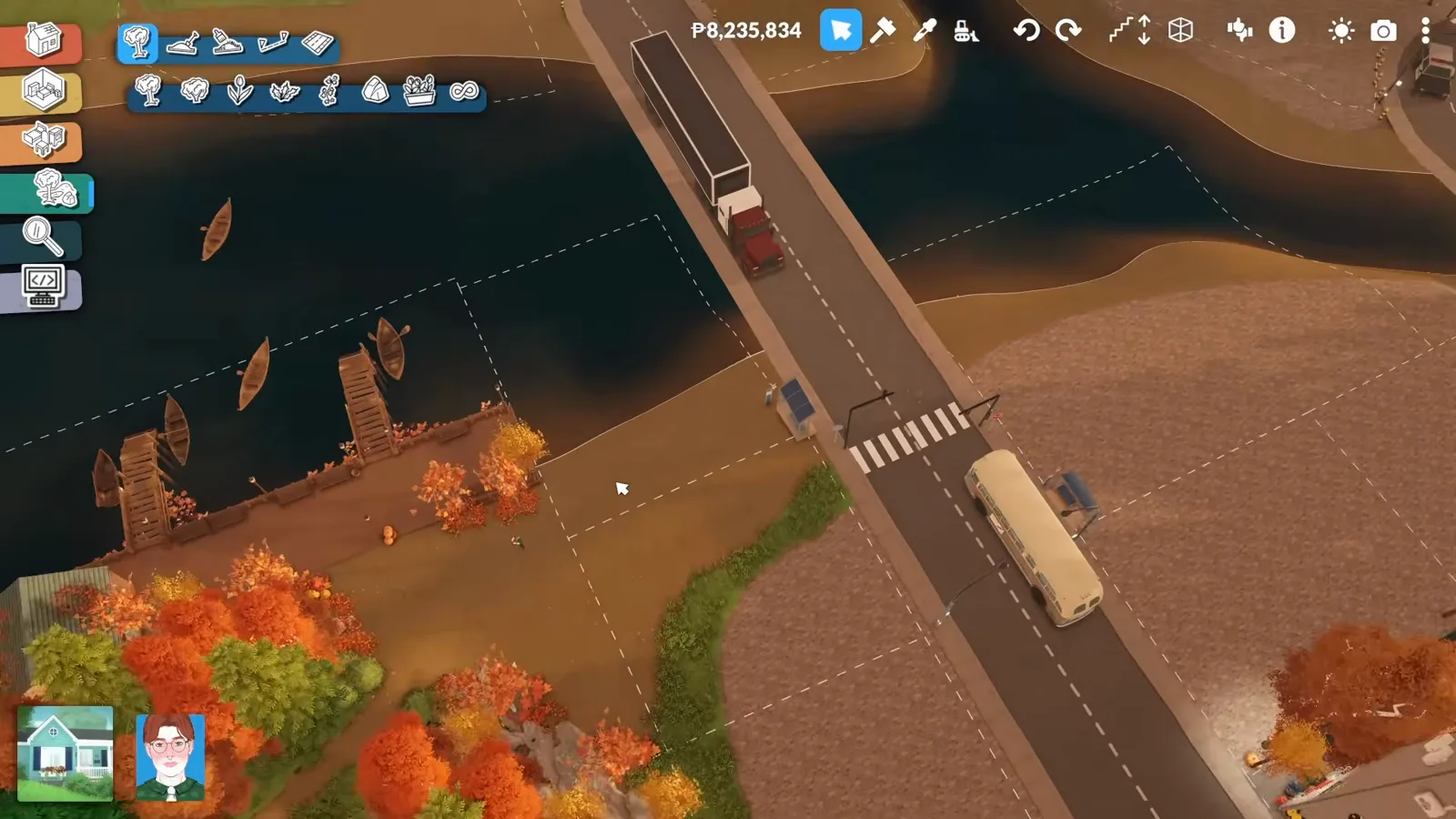 City editing tools drawing a new lot perimeter around a Paralives waterfront so the dock can get a proper floor