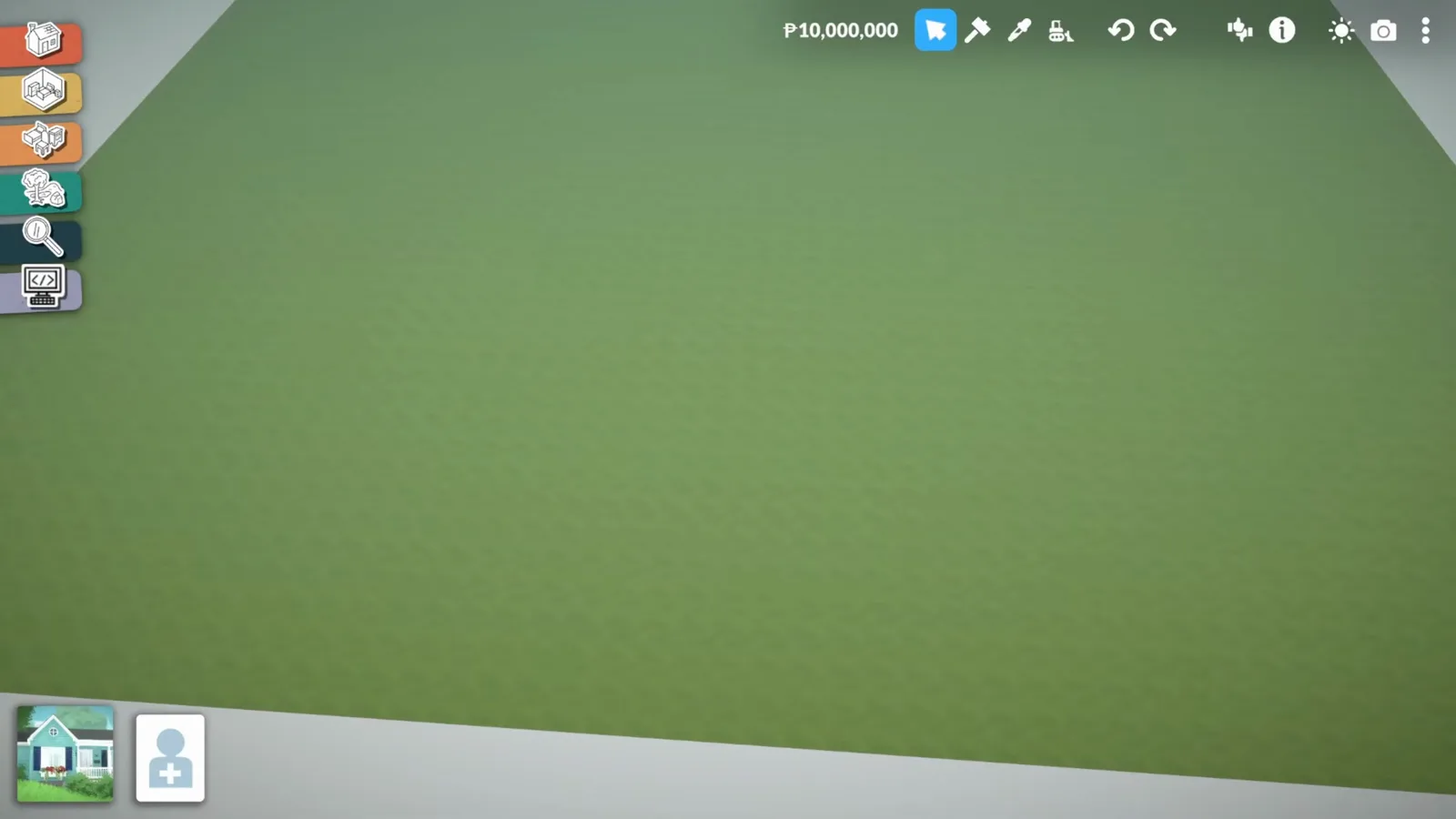 Flat empty starting terrain with a water edge at the start of a Paralives custom world Flat empty starting terrain with a water edge at the start of a Paralives custom world