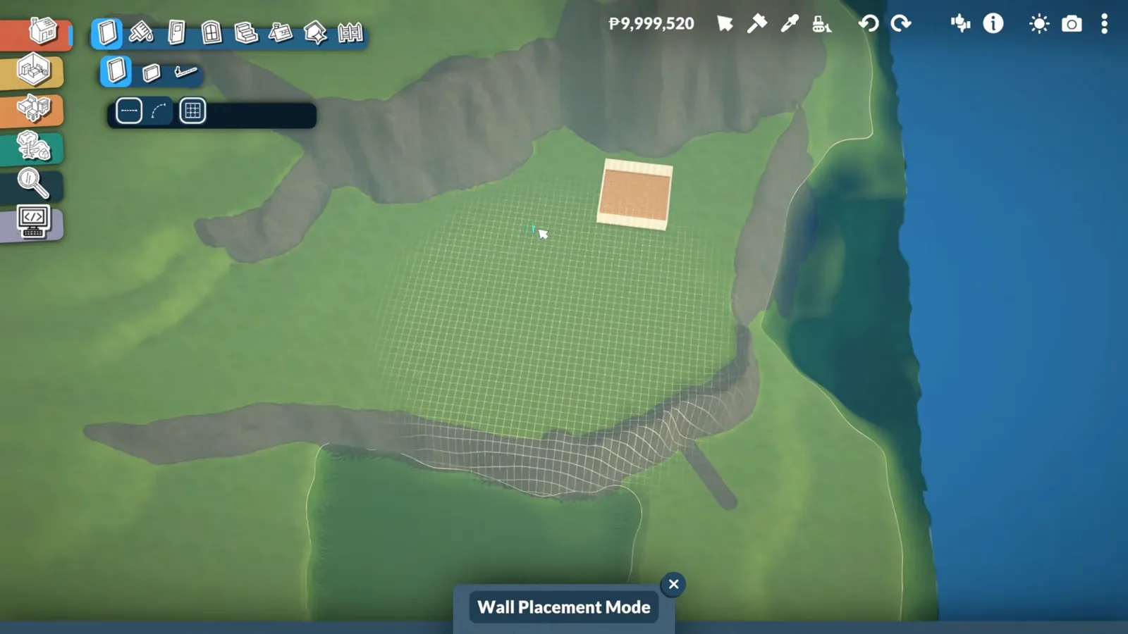 Square wall outline used as a fake house fit test on a Paralives terrain terrace Square wall outline used as a fake house fit test on a Paralives terrain terrace