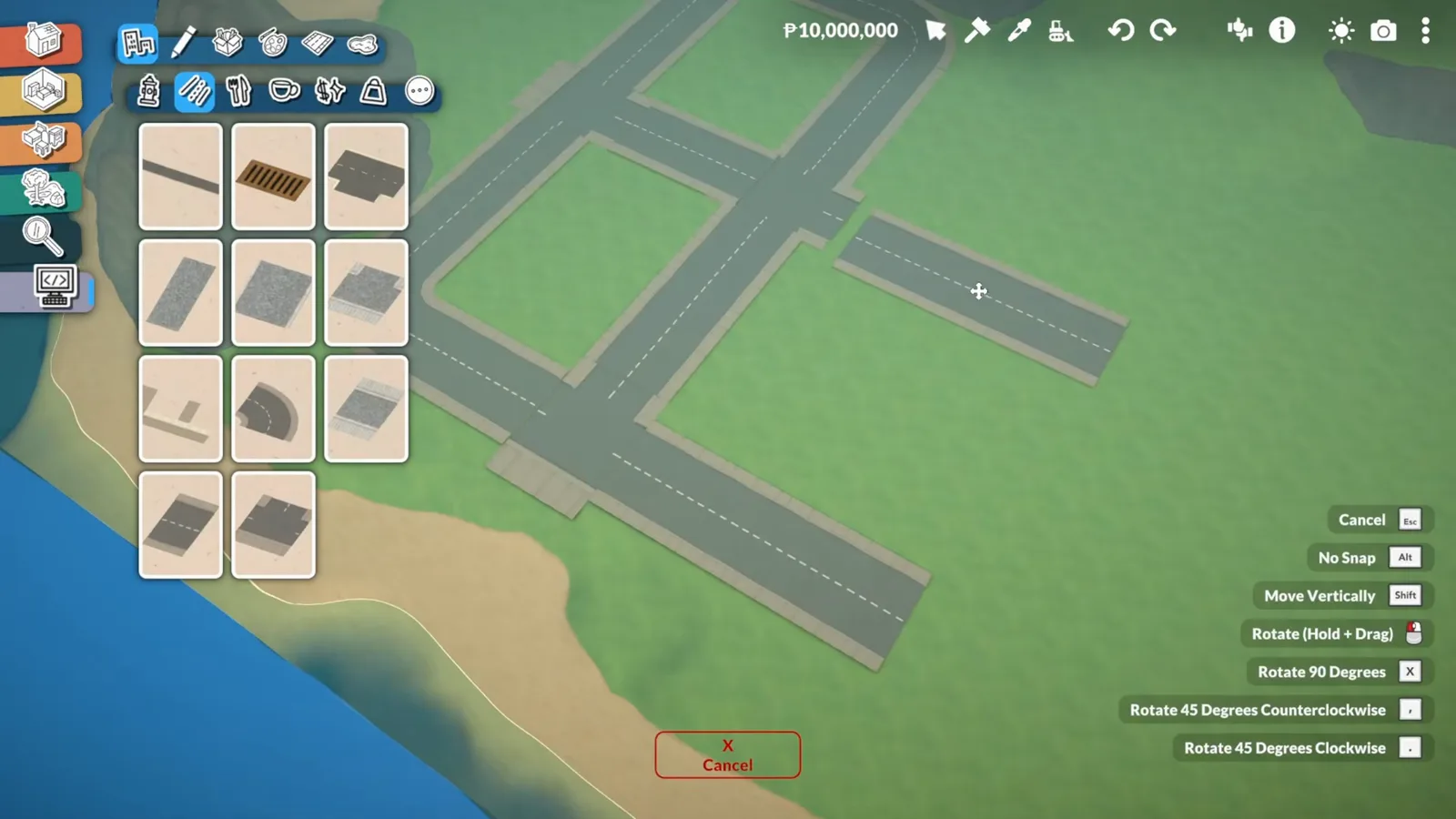 Copied street block with rotation gizmo placing a second road grid in Paralives Copied street block with rotation gizmo placing a second road grid in Paralives
