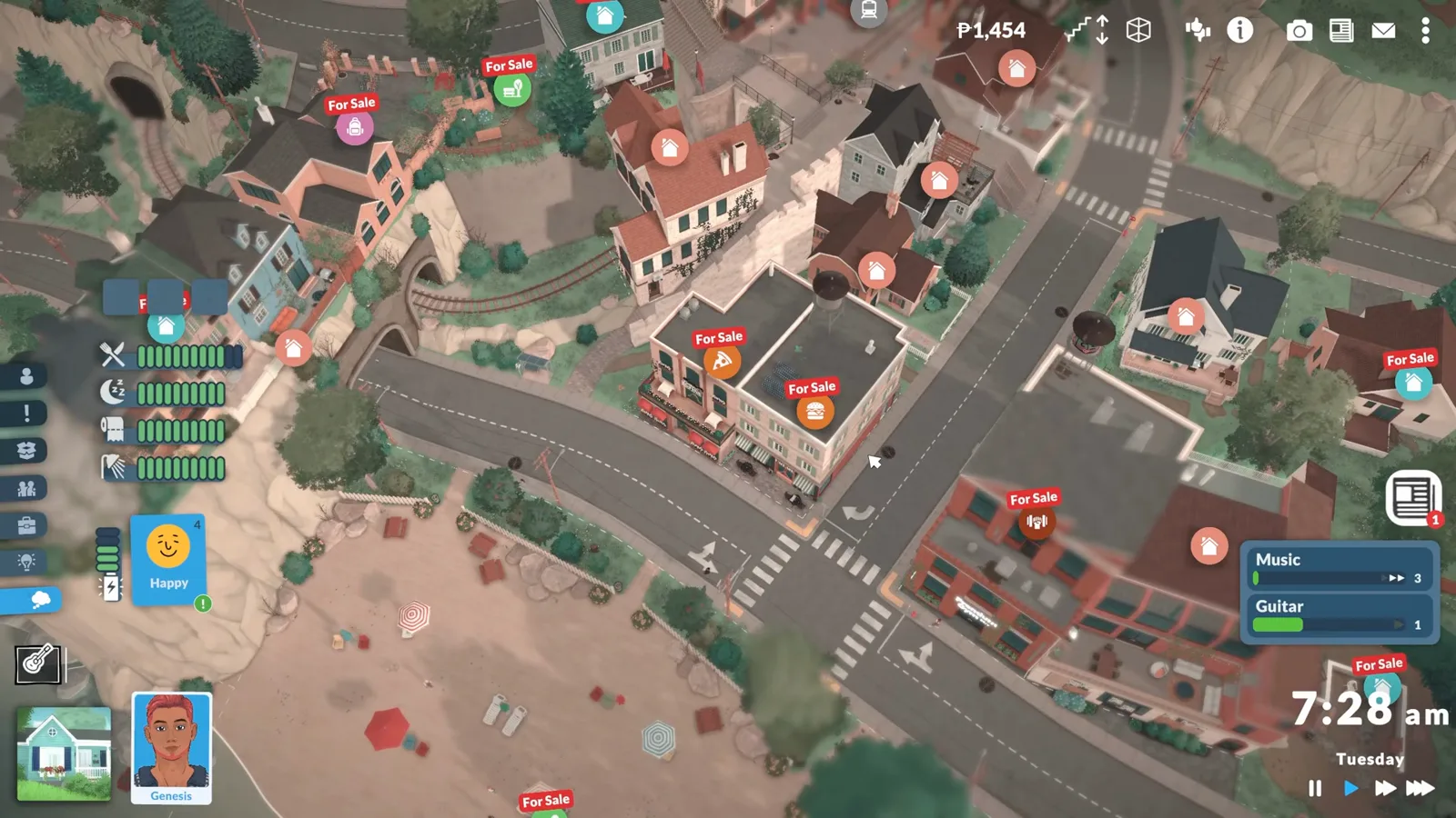 Paralives map view where every town lot carries a For Sale tag after the Debug Buy All Lot Types toggle Paralives map view where every town lot carries a For Sale tag after the Debug Buy All Lot Types toggle
