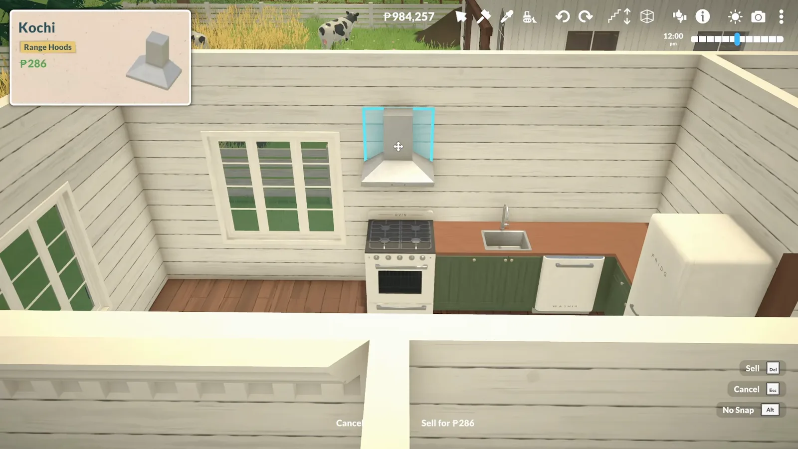 Paralives farmhouse kitchen with window bench seating under the corner windows and green cabinets Paralives farmhouse kitchen with window bench seating under the corner windows and green cabinets