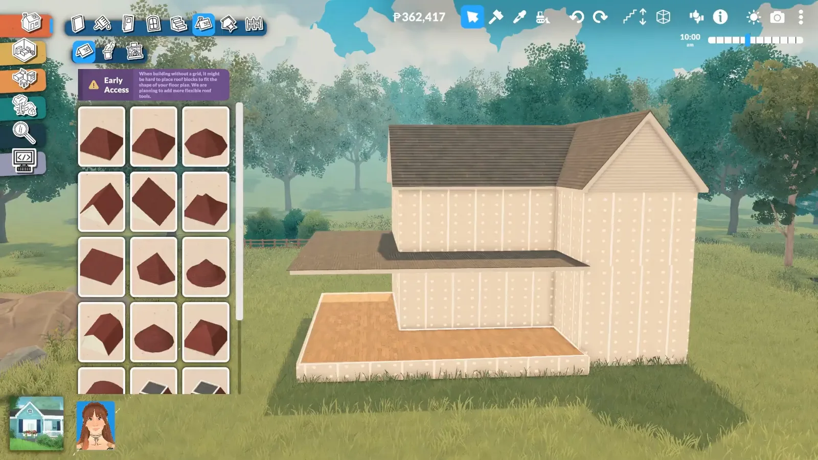 Paralives roof catalogue capping a two-story farmhouse with a grey gable roof and a street-facing dormer