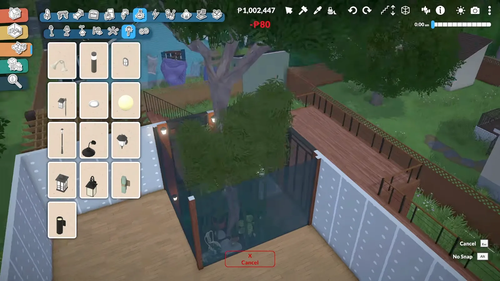 Paralives lamp catalogue open while the glass atrium glows from within at night, its tree canopy lit above the wooden deck. Paralives lamp catalogue open while the glass atrium glows from within at night, its tree canopy lit above the wooden deck.