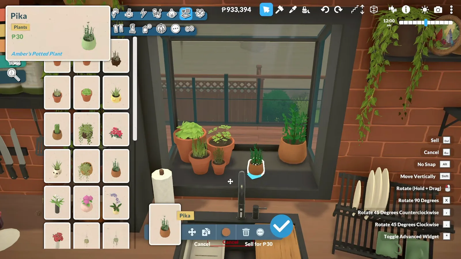 Paralives plant catalogue placing a small potted plant onto the sill of a kitchen greenhouse window already lined with terracotta pots. Paralives plant catalogue placing a small potted plant onto the sill of a kitchen greenhouse window already lined with terracotta pots.