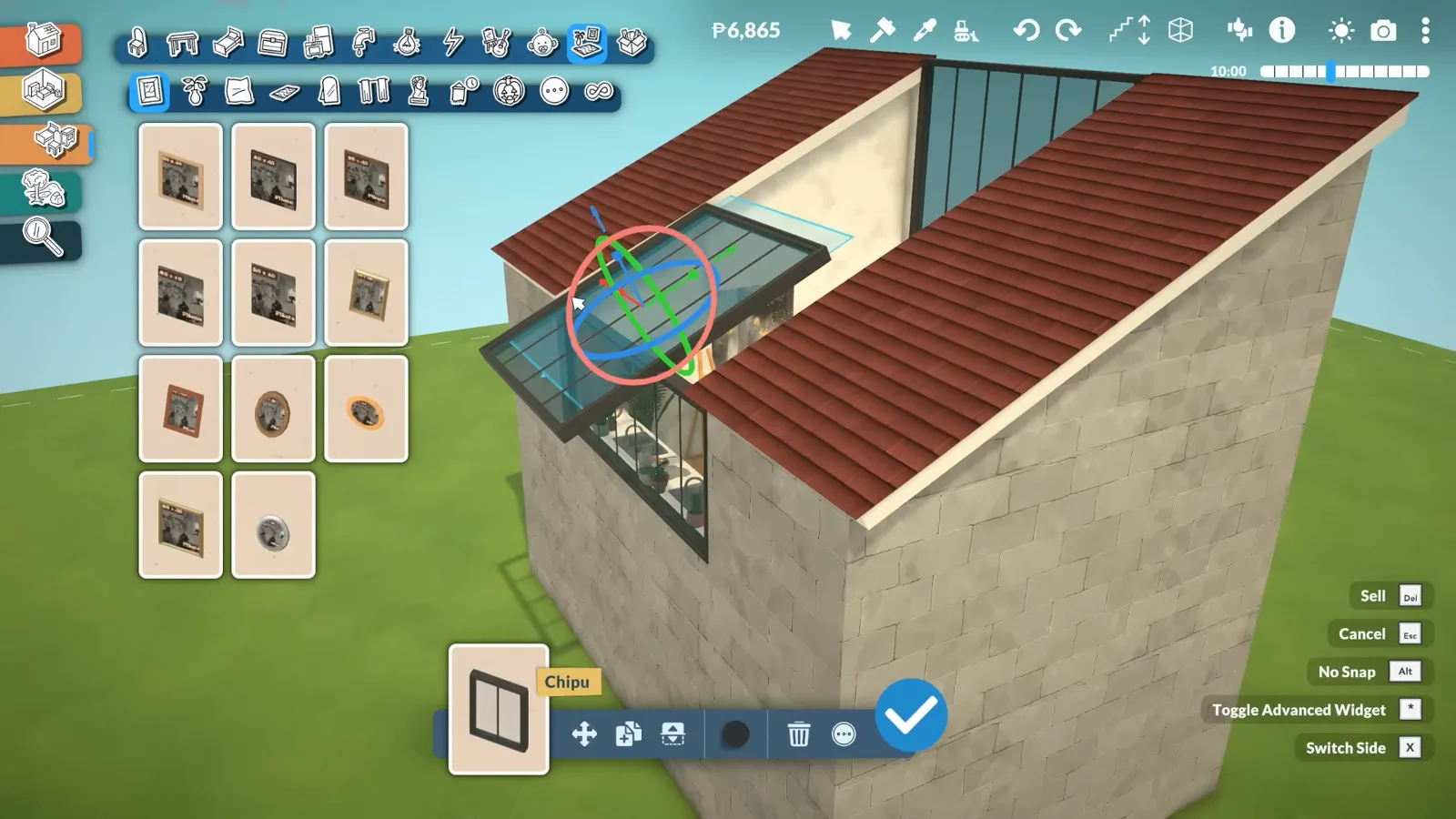 A Paralives window cloned from an existing roof opening and angled with the advanced move gizmo into a skylight gap A Paralives window cloned from an existing roof opening and angled with the advanced move gizmo into a skylight gap
