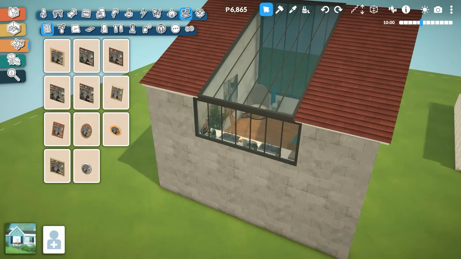 Two Paralives roof planes stopping short of the ridge with a full-width window glazed into the gap as a skylight Two Paralives roof planes stopping short of the ridge with a full-width window glazed into the gap as a skylight