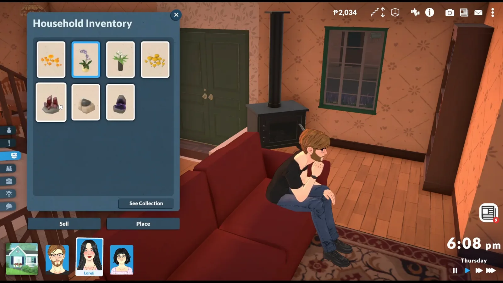 Paralives 家庭庫存介面與 Sell、Place 按鈕——按住 Shift 或 Ctrl 可多選物品,一次性批量出售。 Paralives 家庭庫存介面與 Sell、Place 按鈕——按住 Shift 或 Ctrl 可多選物品,一次性批量出售。