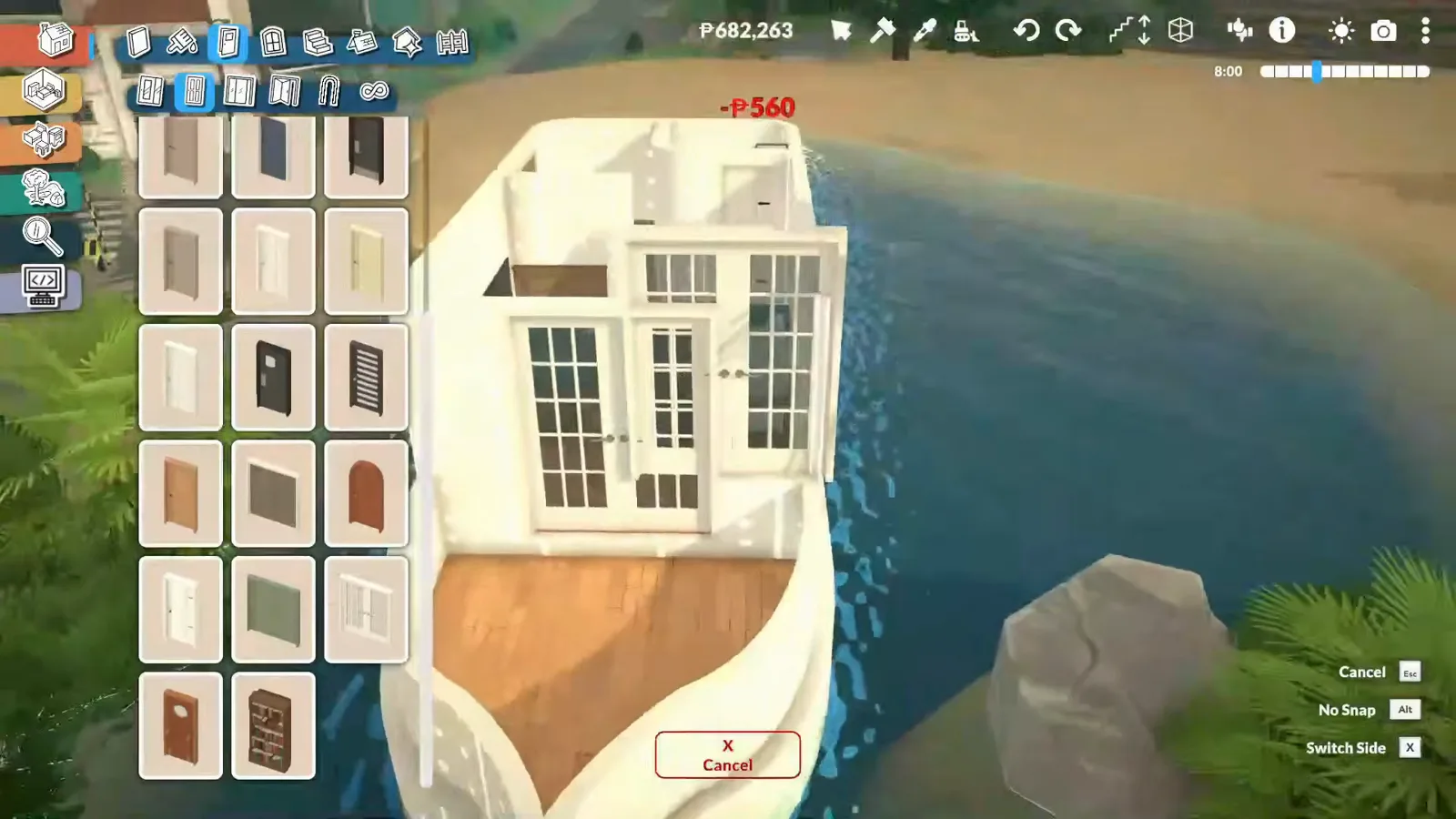 Placing tall glazed double doors from the Paralives door catalogue onto a white boat cabin wall Placing tall glazed double doors from the Paralives door catalogue onto a white boat cabin wall