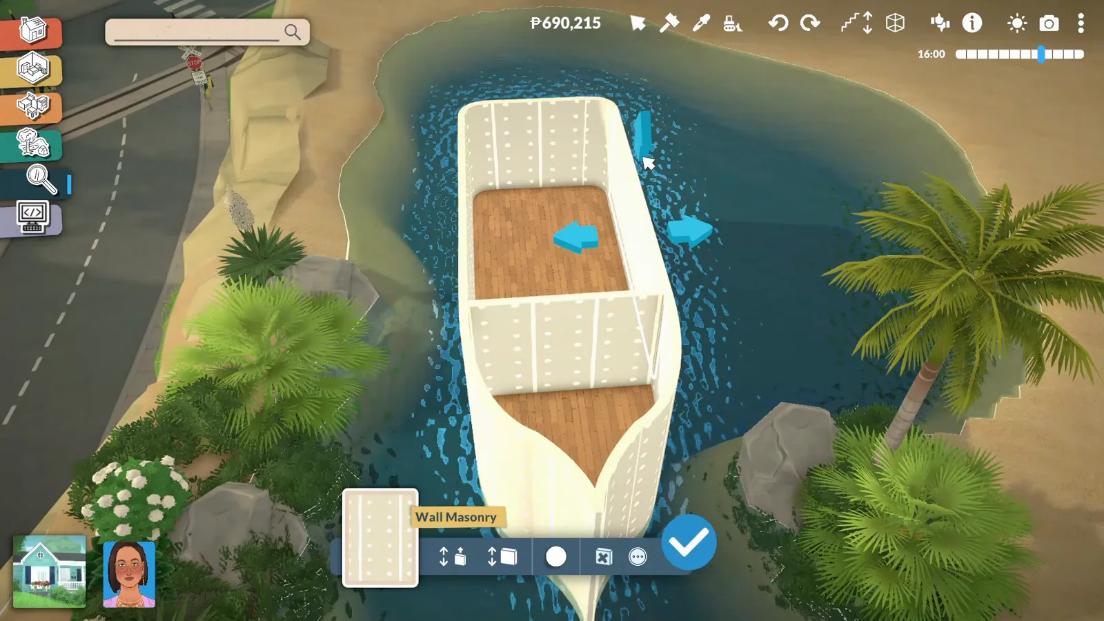 Paralives floor pieces stacked at two different heights inside a white hull shell in top-down build view Paralives floor pieces stacked at two different heights inside a white hull shell in top-down build view
