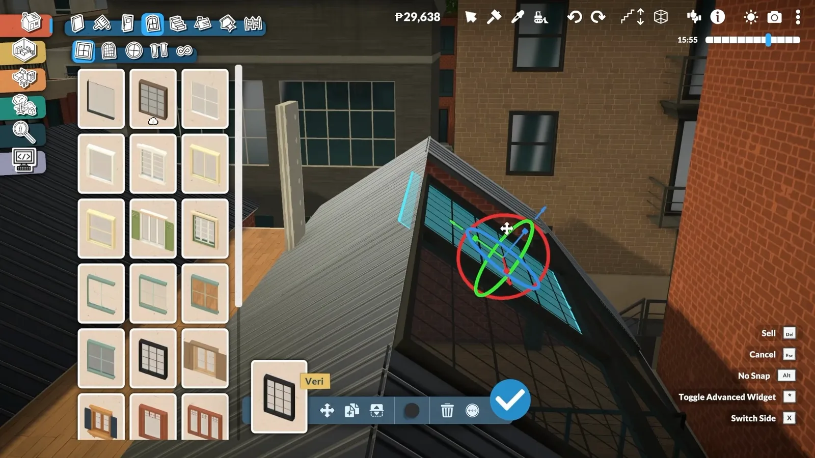 Paralives advanced transform widget rotating a glass roof panel so one skylight section above the loft stays tilted open Paralives advanced transform widget rotating a glass roof panel so one skylight section above the loft stays tilted open