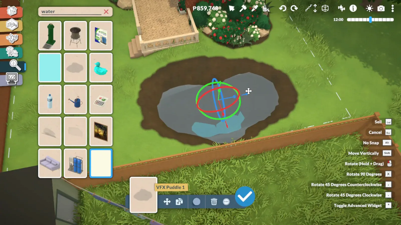 Searching the word water in the Paralives object catalogue to place a blue surface inside a dug pond Searching the word water in the Paralives object catalogue to place a blue surface inside a dug pond