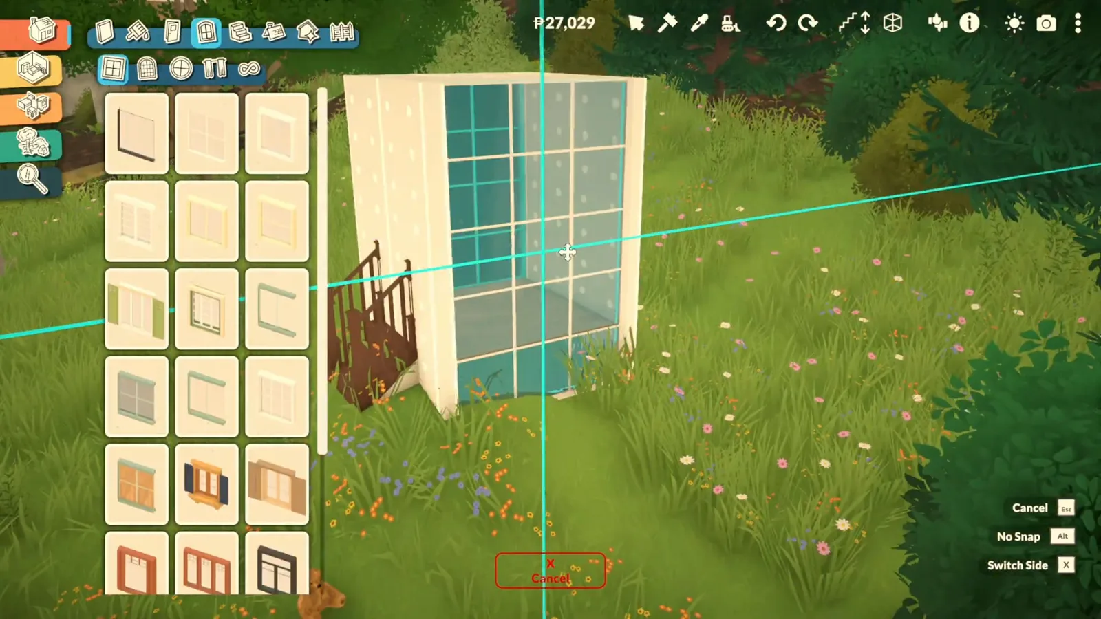 Placing tall glass window panels from the Paralives window catalogue to shell out a garden book nook Placing tall glass window panels from the Paralives window catalogue to shell out a garden book nook