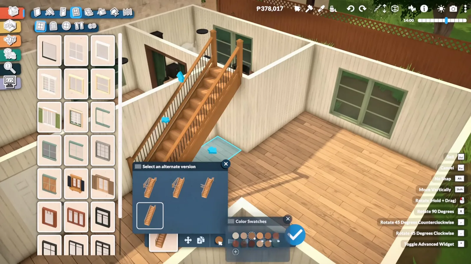 Standard straight staircase placed inside a renovated Paralives house to replace a custom stair design that broke Para pathfinding