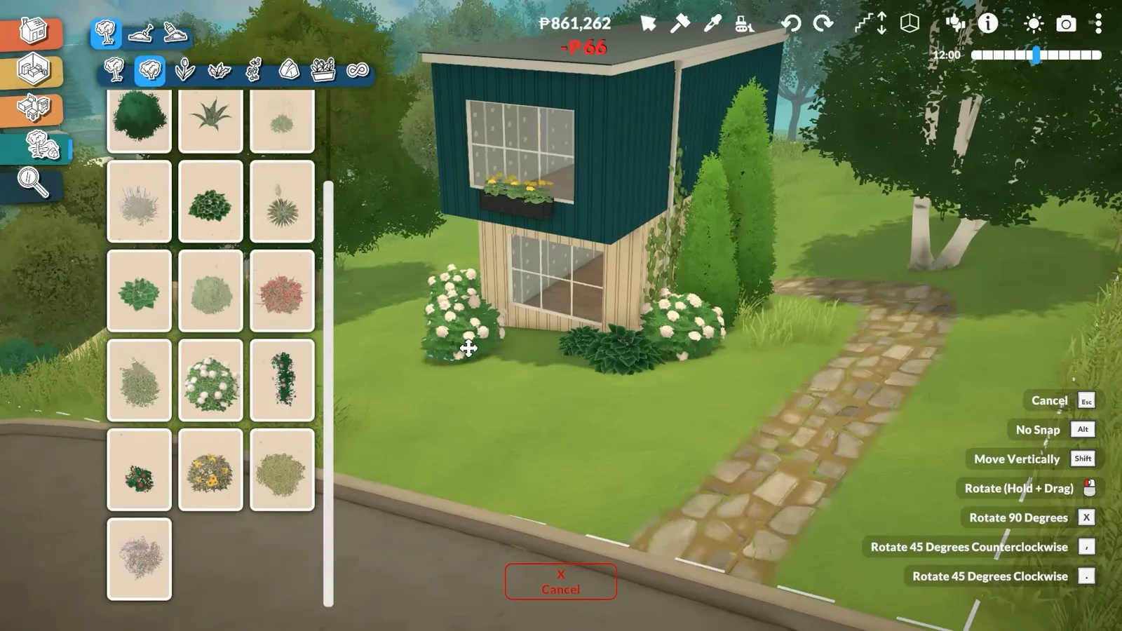 Top-down camera over a Paralives container floor plan showing the kitchen, staircase and rear living zones divided along one long box.