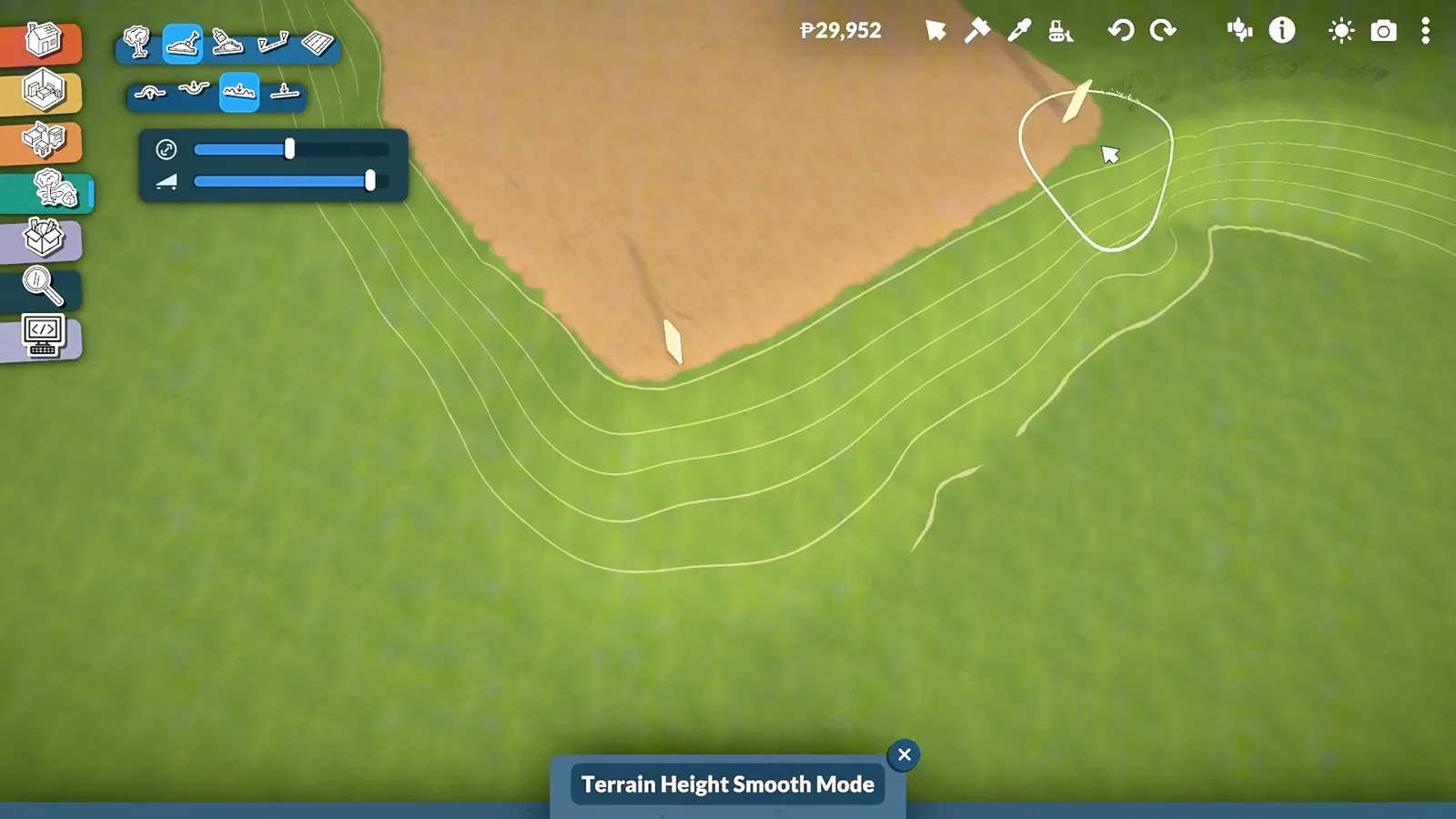Terrain smoothing easing a Paralives beach into a gradual underwater slope along the waterline Terrain smoothing easing a Paralives beach into a gradual underwater slope along the waterline
