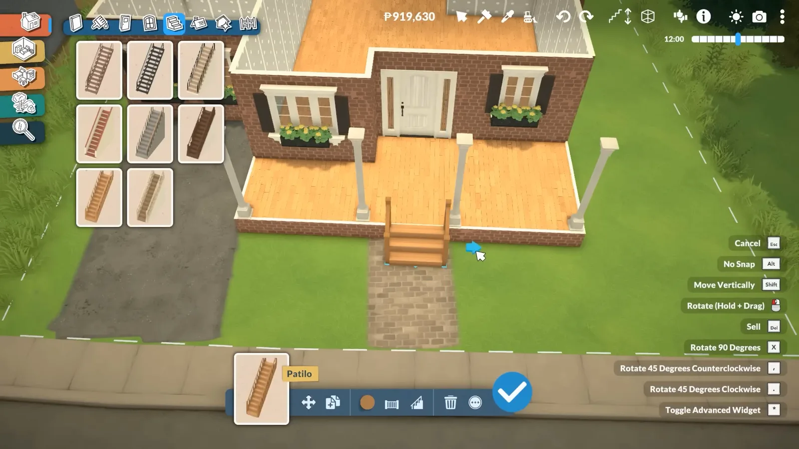 Paralives stairs catalogue with a floating staircase preview held over the grass beside the raised brick foundation Paralives stairs catalogue with a floating staircase preview held over the grass beside the raised brick foundation