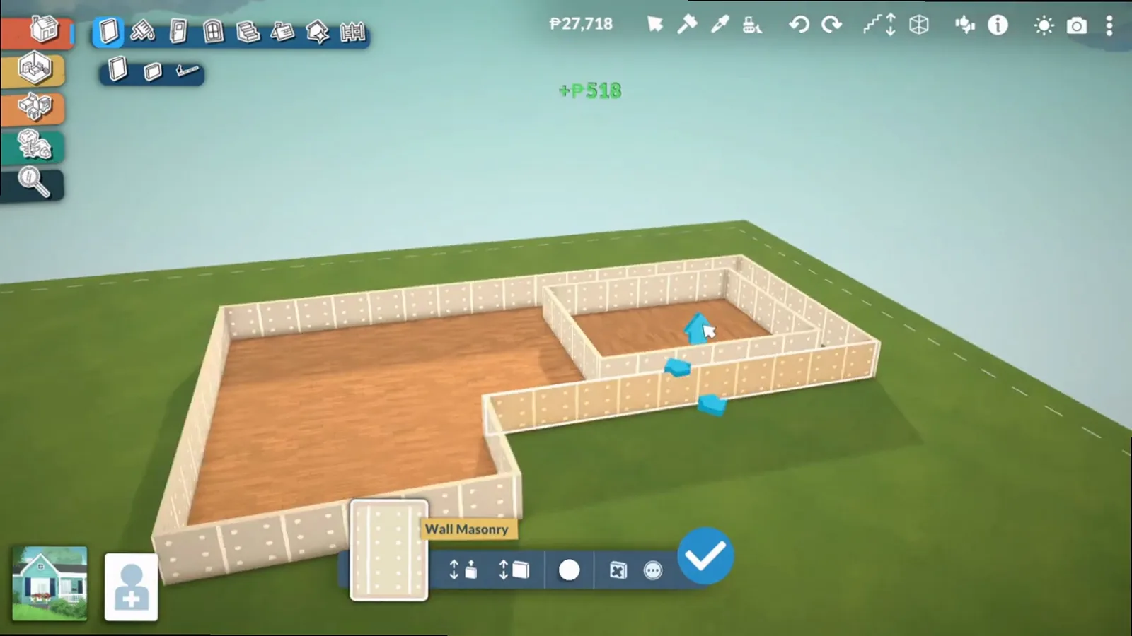 Redrawing the house outline with wood floors on the upper level in Paralives build mode Redrawing the house outline with wood floors on the upper level in Paralives build mode