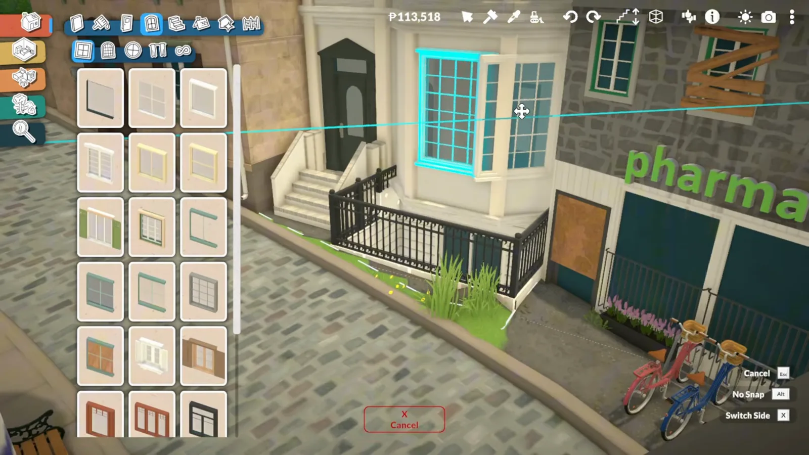 Street-level view of a Paralives townhouse entrance with white front steps, black area railings across the light well and a highlighted bay window beside a pharmacy shopfront Street-level view of a Paralives townhouse entrance with white front steps, black area railings across the light well and a highlighted bay window beside a pharmacy shopfront