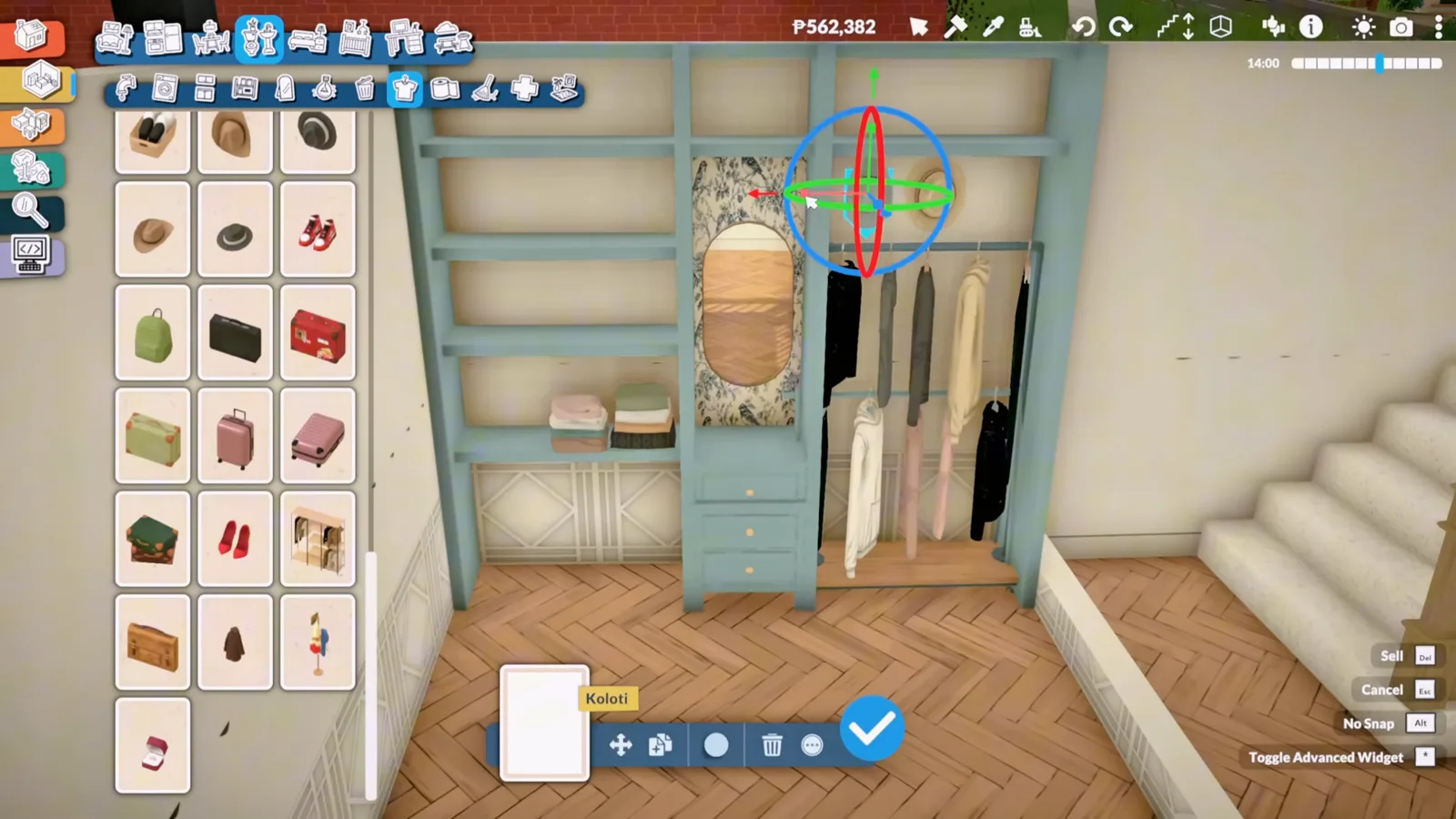 Filling a Paralives walk-in closet with shoes and folded stacks from the storage catalogue, hanging clothes already in place Filling a Paralives walk-in closet with shoes and folded stacks from the storage catalogue, hanging clothes already in place