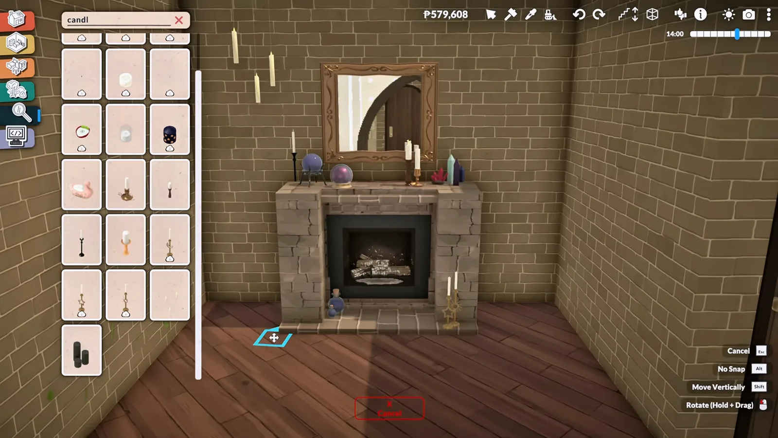 Candle search in Paralives surfacing floating candles rising above a stone fireplace mantel dressed with crystal balls Candle search in Paralives surfacing floating candles rising above a stone fireplace mantel dressed with crystal balls